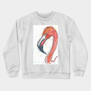 Pink flamingo drawing in oil pastel Crewneck Sweatshirt